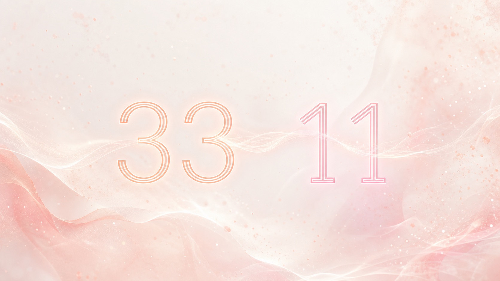 le maître 33 et le maître 11 en corail pâle et blanc nacré, associations de l'heure 05:33