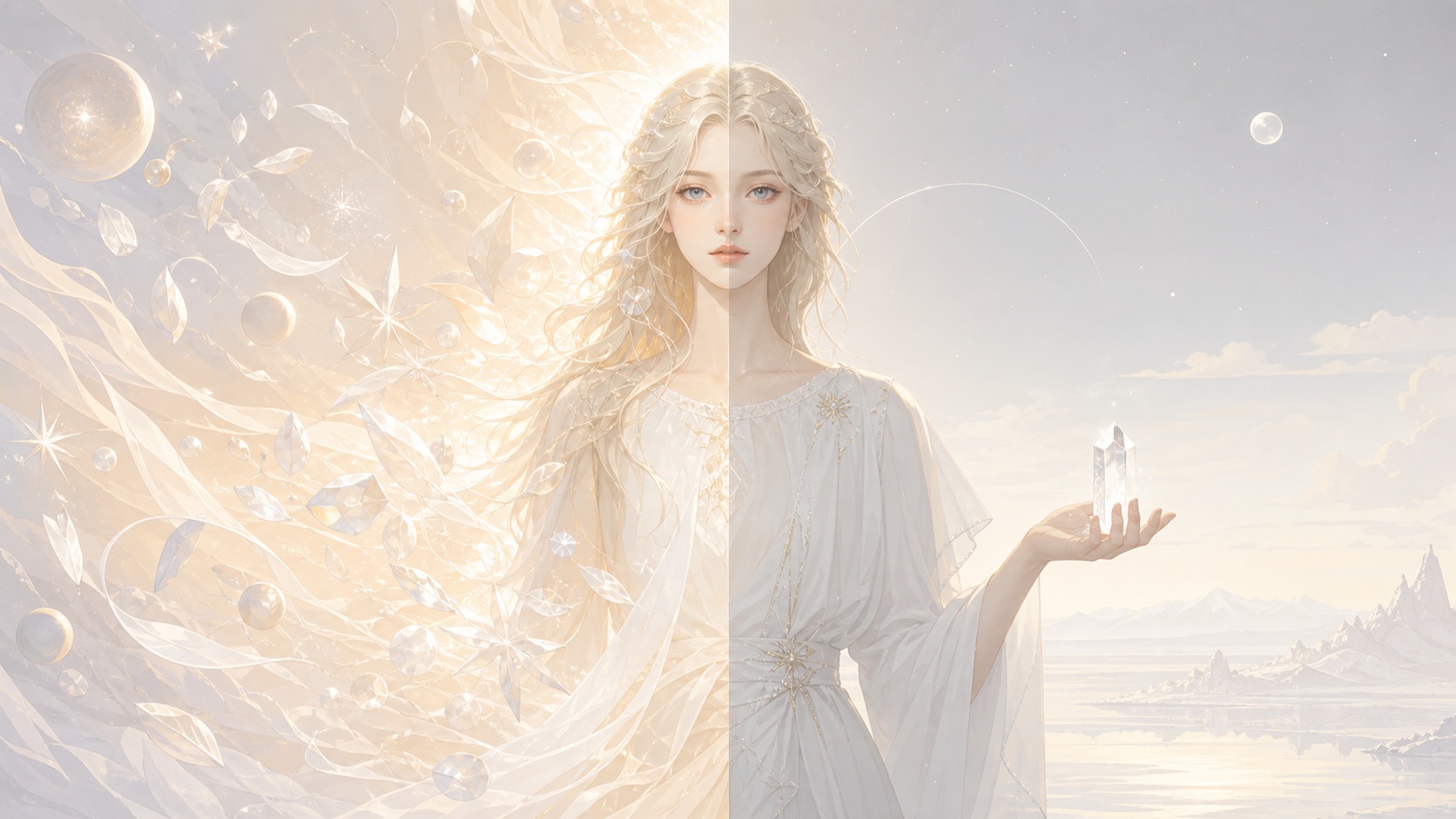 femme nordique debout entre la dispersion des envies et le premier geste choisi, enseignement de l'heure 06:22