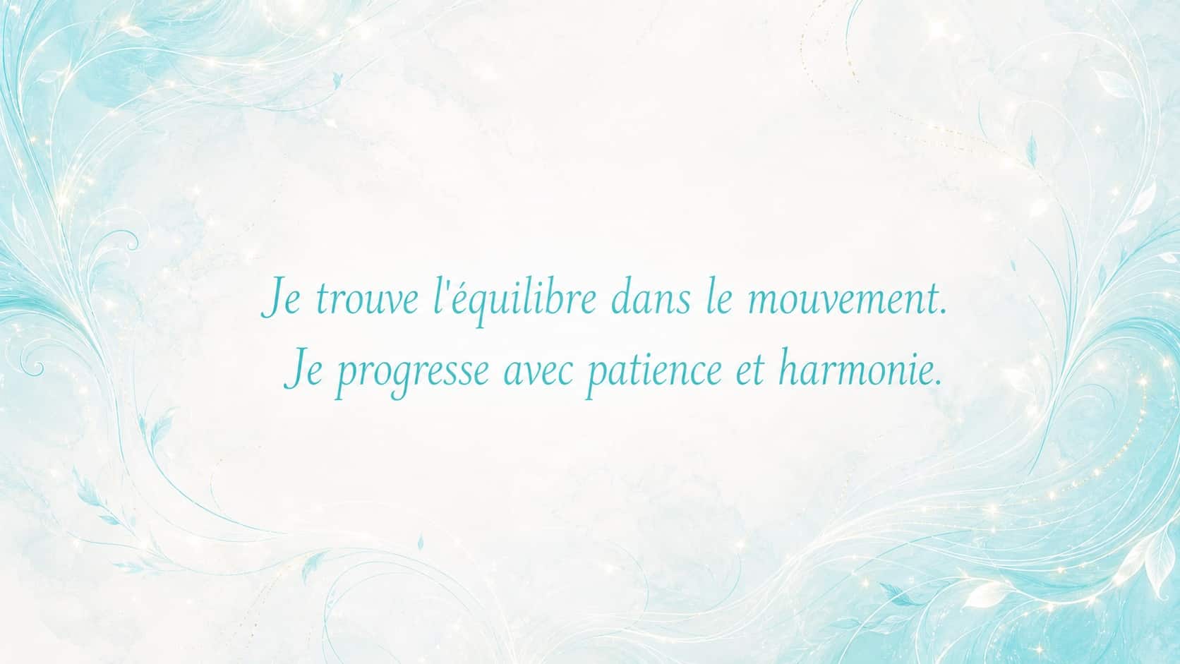mantra de l'heure 14:14 en turquoise lumineux sur fond blanc nacré avec éléments d'eau discrets