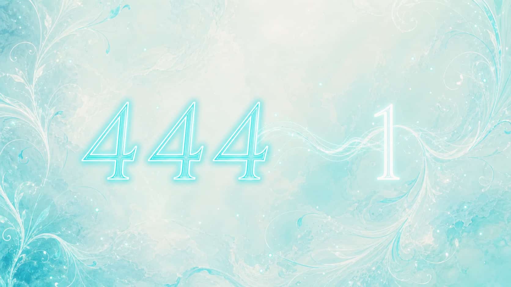 la séquence 444 et le nombre 1 en turquoise et vert d’eau, associations de l'heure 14:14