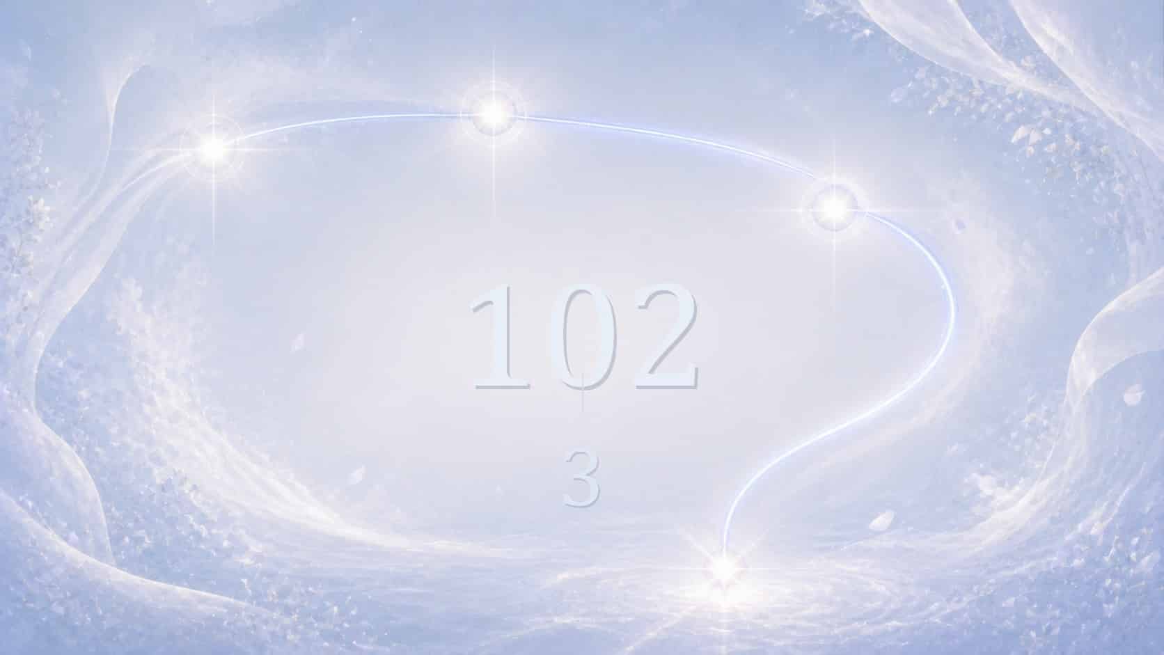 suite 102 et nombre 3 en bleu clair et argent pâle, associations de l'heure 01:02