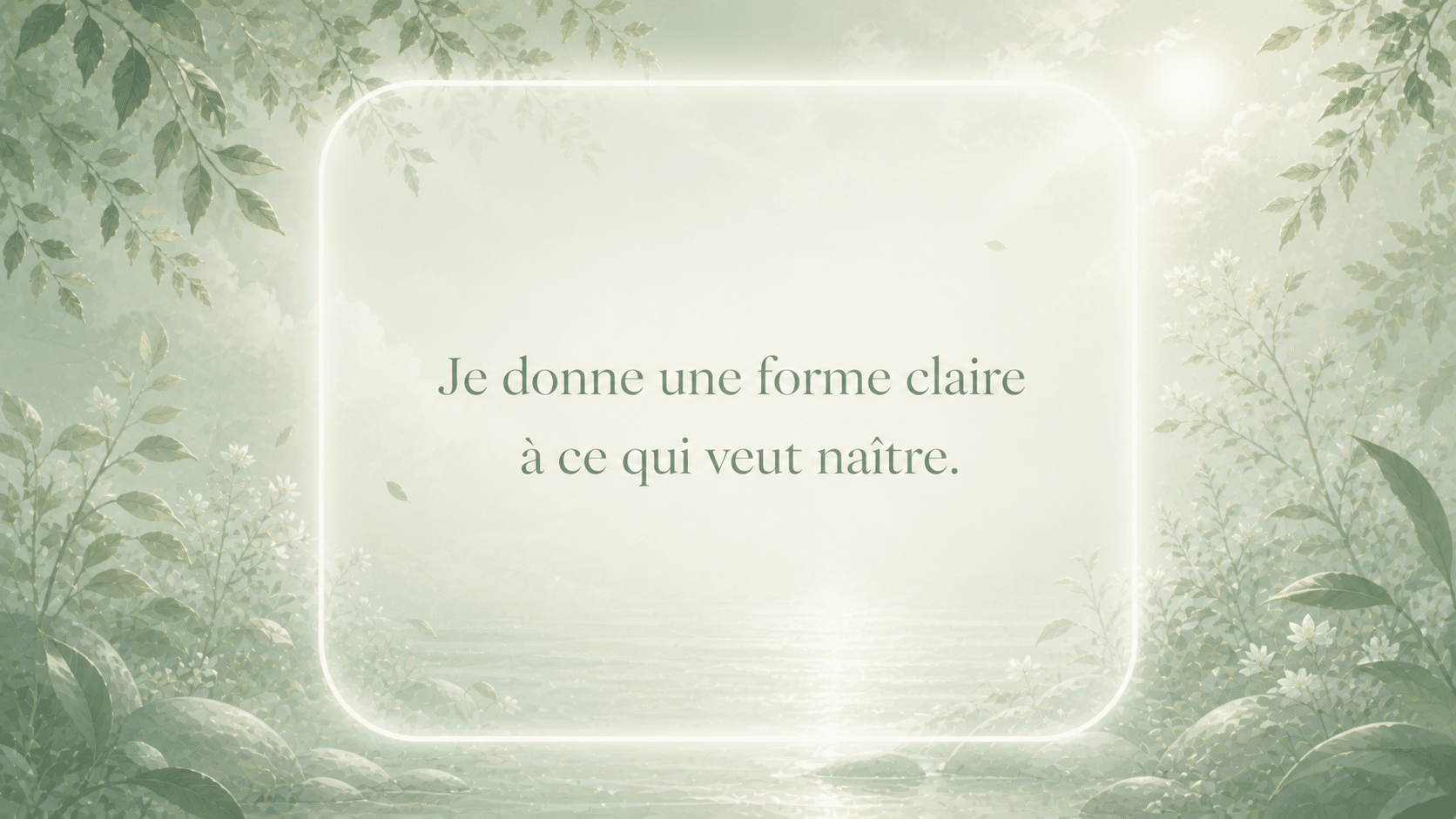 mantra de l'heure 03:04 en argent clair sur fond vert sauge