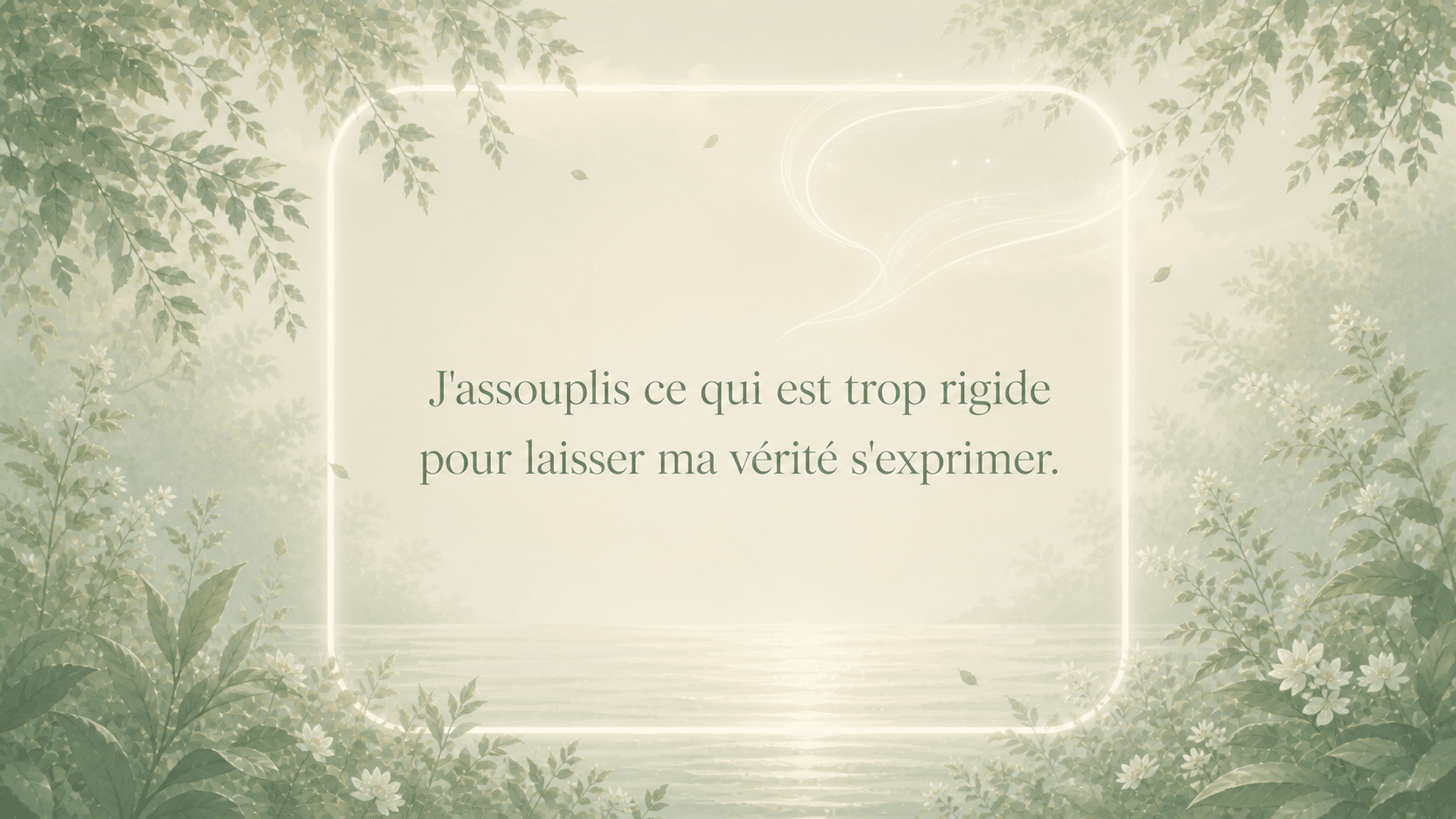 mantra de l'heure 04:03 en argent clair sur fond vert mousse