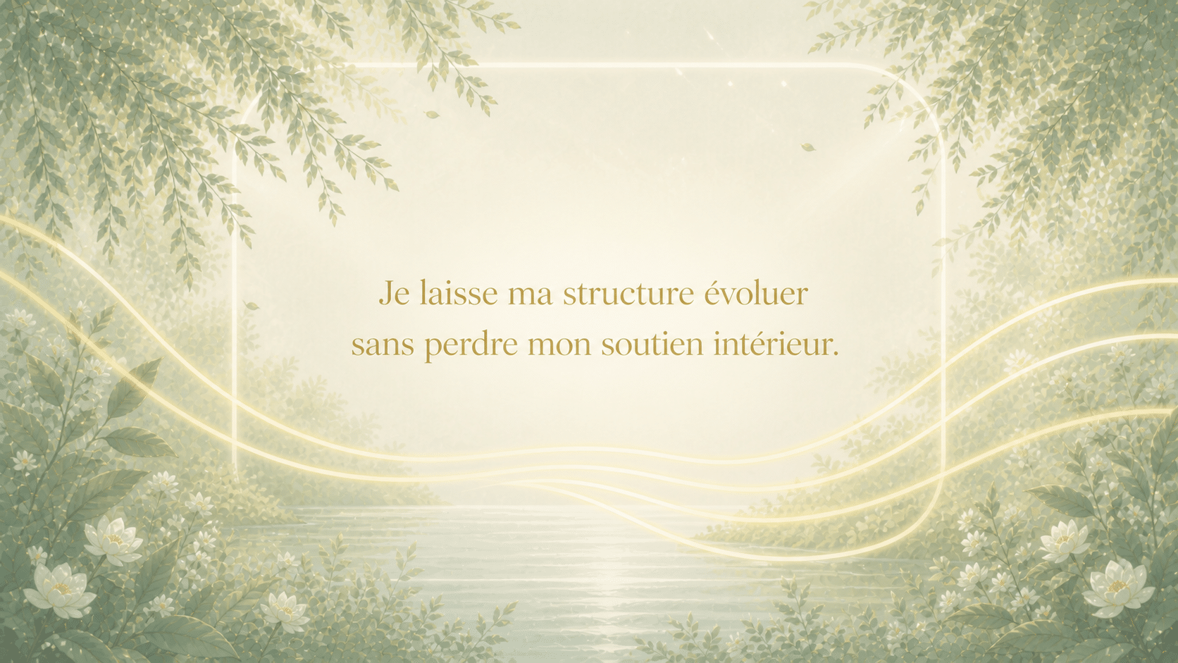 mantra de l'heure 04:05 en jaune pâle sur fond vert sauge