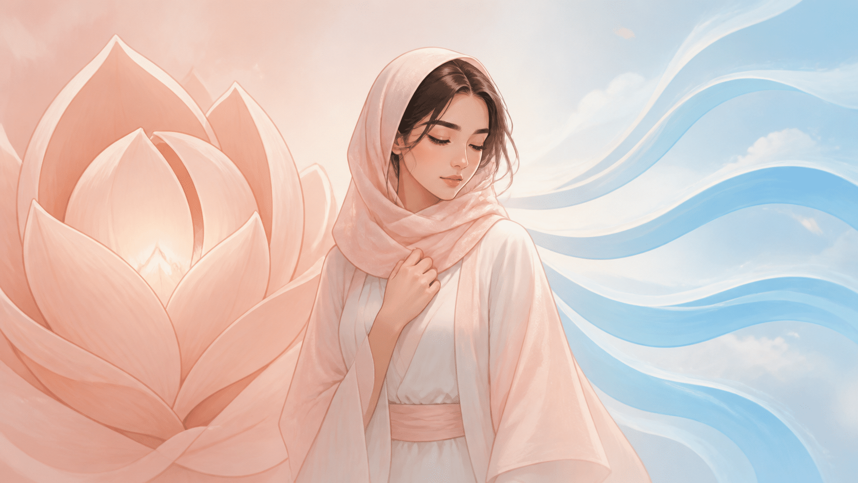 personnage moyen-oriental entre harmonie figée et liberté sensible, enseignement de l'heure 06:05