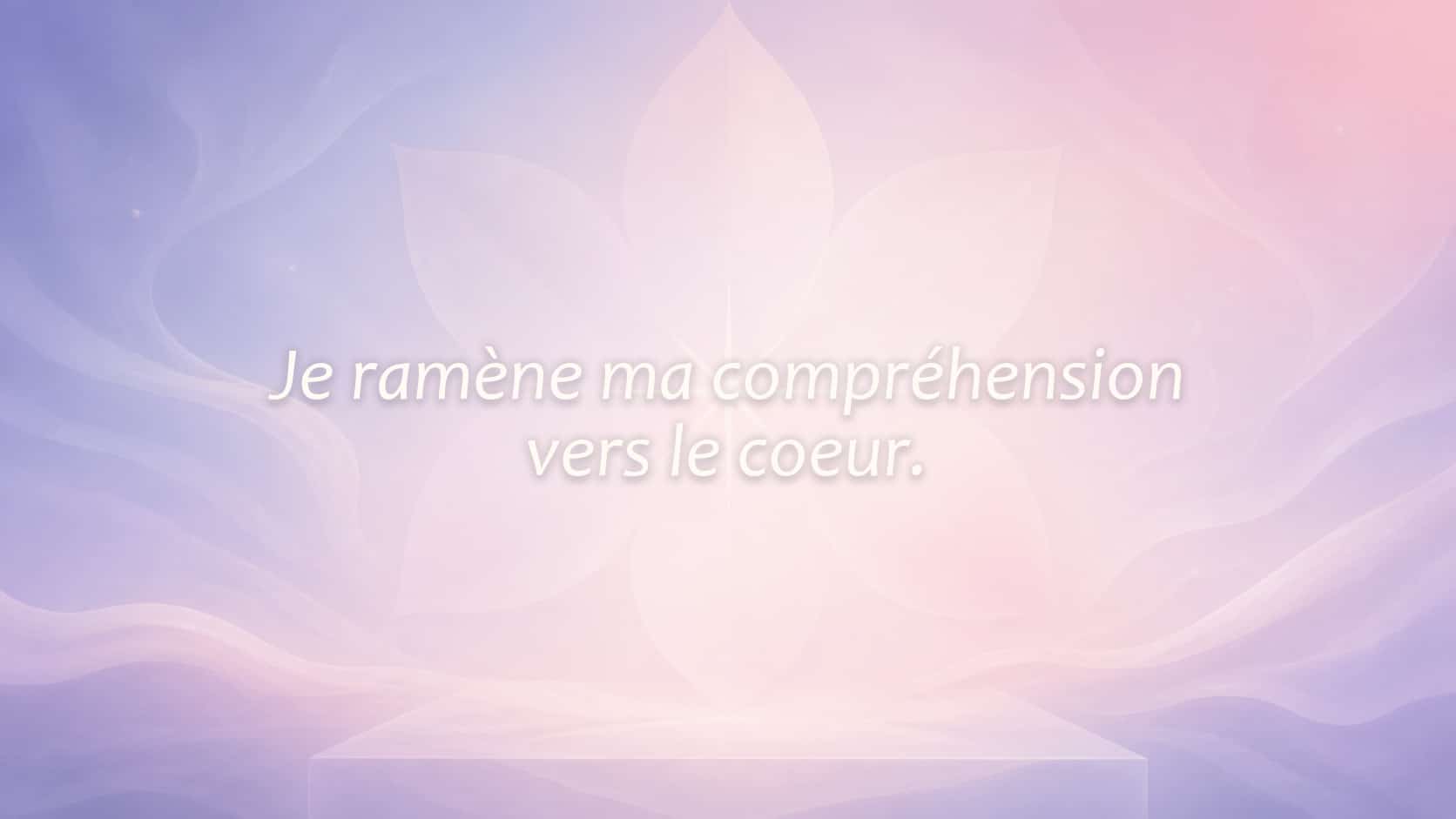 mantra de l'heure 07:06 en blanc nacré sur fond indigo et rose