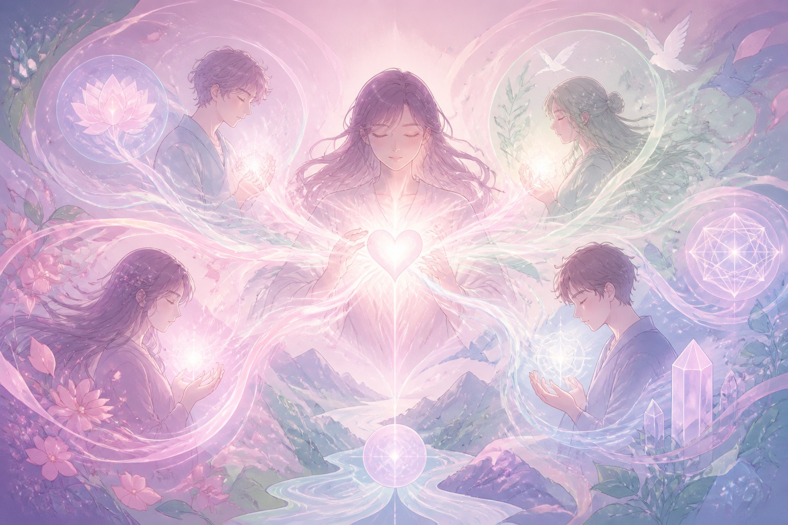 Les heures avec le nombre maître 33 dans une illustration symbolique pastel permettant de visualiser la signification des heures maitre 33