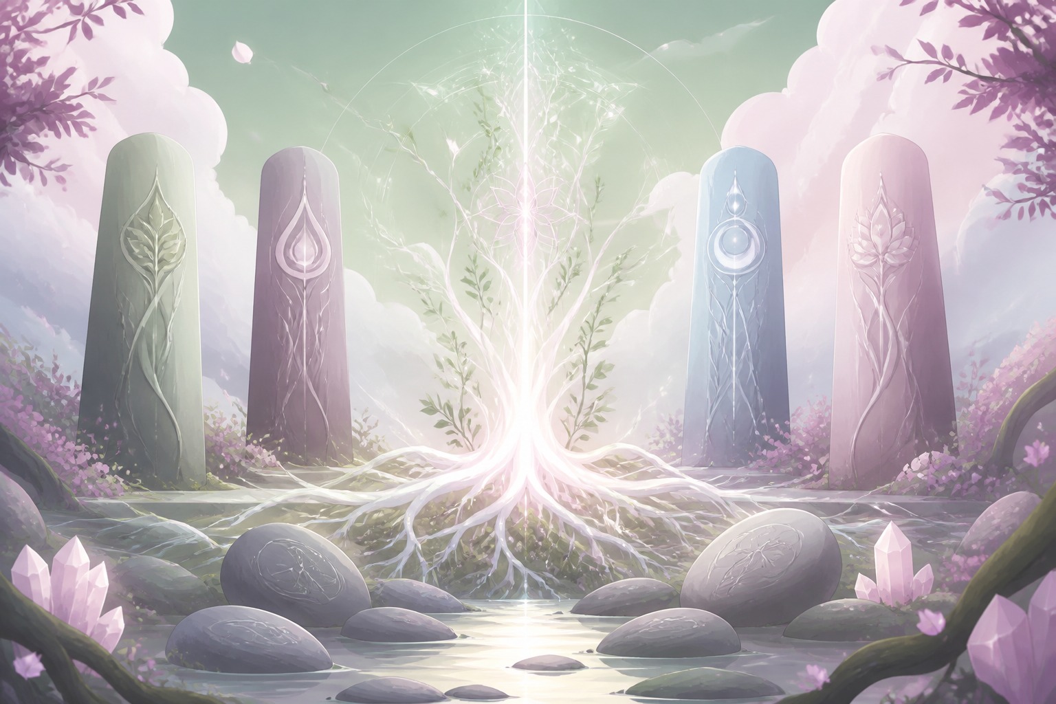 Les heures avec le nombre maître 44 dans une illustration symbolique pastel permettant de visualiser la signification des heures maitre 44