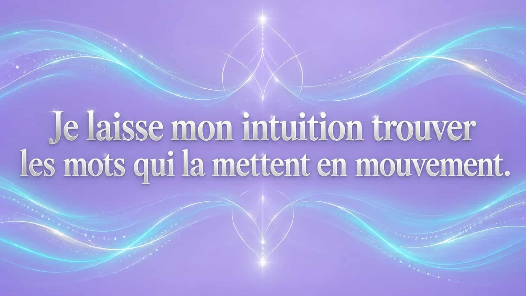 mantra de l'heure 11:12 en argenté doux sur fond violet clair mat