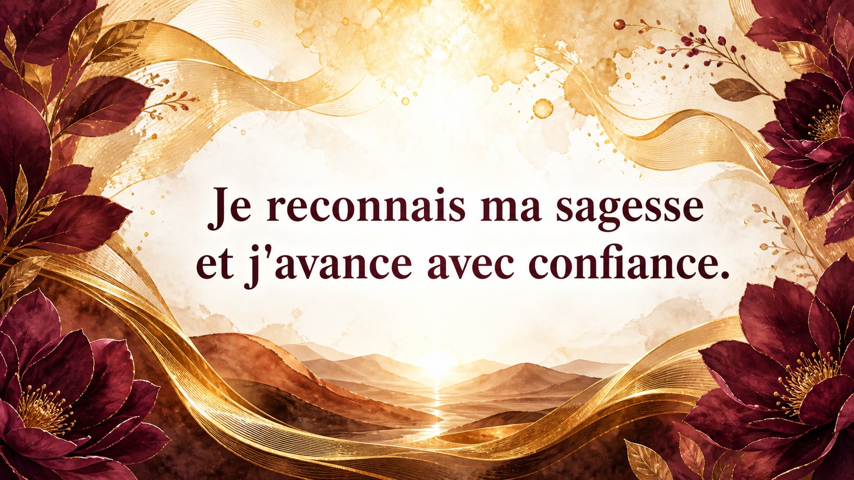 image 6 — mantra, or profond et bordeaux velouté, maturité, maîtrise et responsabilité, signification de l'heure 18:17